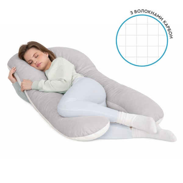 Фото - Подушка для вагітних та відпочинку Sonex U-Shape Antistress П-подібна антиалергенна двостороння 135x68x25 сіра/біла (SO102593)
